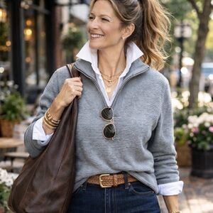 SONOMA Cozy Gray Women's Sweater Zipper Collar